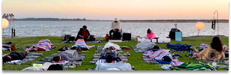 Sound healing session at sunset